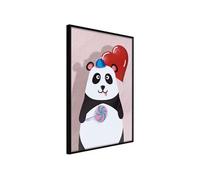 Affiche Murale Encadrée Happy Panda 21 x 30 cm Noir NOIR