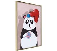 Affiche Murale Encadrée Happy Panda 30 x 42 cm Or