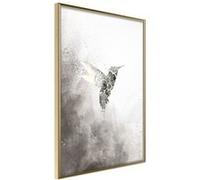 Affiche Murale Encadrée Hummingbird in Shades of Grey 30 x 42 cm Or