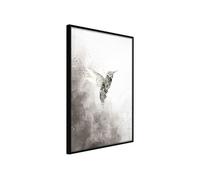 Affiche Murale Encadrée "Hummingbird in Shades of Grey" 40 x 60 cm Noir