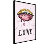 Affiche Murale Encadrée "Lip Gloss and Love" 21 x 30 cm Noir NOIR G