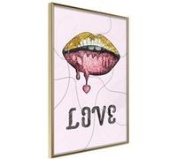 Affiche Murale Encadrée "Lip Gloss and Love" 21 x 30 cm Or G