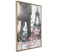 Affiche Murale Encadrée "Love in Paris" 40 x 60 cm Or Multicolore G