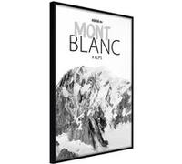 Affiche Murale Encadrée Peaks of the World Mont Blanc 30 x 42 cm Noir BLANC