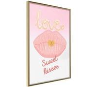 Affiche Murale Encadrée Pink Kisses 21 x 30 cm Or G