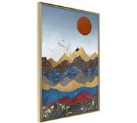Affiche Murale Encadrée Red Sun 21 x 30 cm Or