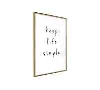 Affiche Murale Encadrée "Simple Life" 21 x 30 cm Or