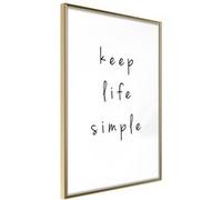 Affiche Murale Encadrée Simple Life 21 x 30 cm Or