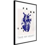 Affiche Murale Encadrée Valentine's Day 21 x 30 cm Noir