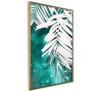 Affiche Murale Encadrée "White Palm on Teal Background" 30 x 42 cm Or G
