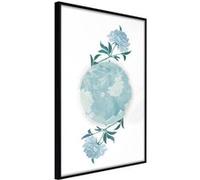 Affiche Murale Encadrée World in Shades of Blue 21 x 30 cm Noir NOIR