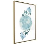 Affiche Murale Encadrée World in Shades of Blue 30 x 42 cm Or