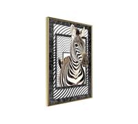 Affiche Murale Encadrée Zebra in the Frame 21 x 30 cm Or