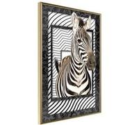 Affiche Murale Encadrée Zebra in the Frame 21 x 30 cm Or