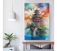 Affiche murale « Île flottante », style rétro nordique, décoration d'intérieur moderne, impression sur toile, cadeau d'anniversaire pour femme, 30 x 45 cm