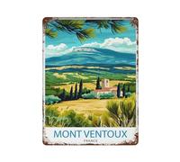 Affiche murale moderne en métal avec motif de montagnes françaises, paysage français, œuvre d'aventure en plein air, décoration d'intérieur moderne, 40 x 30 cm, Mont Ventoux France Provence