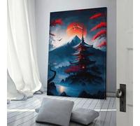 Affiche murale mystique de temple japonais, style nordique rétro, décoration d'intérieur moderne, impression sur toile, cadeau d'anniversaire pour femme, 60 x 90 cm