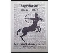 Affiche murale Page de dictionnaire vintage Signe du Zodiaque Sagittaire