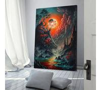 Affiche murale représentant une éclipse lunaire brumeuse, style nordique rétro, décoration d'intérieur moderne, impression sur toile, cadeau d'anniversaire pour femme, 40 x 60 cm