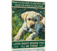Affiche murale rétro en métal avec inscription « Right Beside You Dog Lover » pour intérieur et extérieur - Décoration de maison, bar, boutique, café, cadeau vintage - 30,5 x 40,6 cm