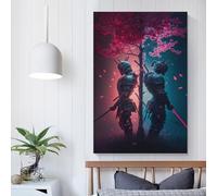 Affiche murale Samouraï Bon et Mal, style nordique rétro, décoration d'intérieur moderne, impression sur toile, cadeau d'anniversaire pour femme, 20 x 30 cm