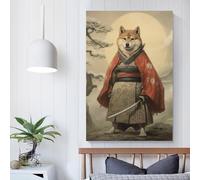 Affiche murale Shiba Inu le samouraï, peinture sur toile, décoration de chambre, cadeaux pour enfants, 30 x 45 cm