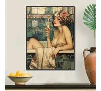 Affiche murale sur toile HD représentant une femme dans une baignoire, à la mode et chic, du XXe siècle, pour la décoration de la maison, de la salle de bain et du bureau, 50 x 70 cm, cadre interne