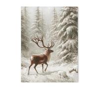 Affiche Murale Sur Toile Représentant Un Paysage De Ferme D'Hiver Vintage, Un Sapin De Noël Et Le Père Noël. Décoration Moderne Pour Les Fêtes De Fin D'Année Dans Un Salon (Format A6). 50X70Cm Sans Ca