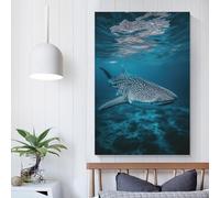 Affiche murale sur toile représentant un requin-baleine sous l'eau, idéale pour décorer un salon ou une chambre à coucher, pour un anniversaire de mariage (femme/mari), 20 x 30 cm (8 x 12 pouces).