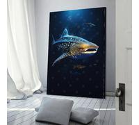 Affiche murale sur toile représentant un requin-baleine sous l'eau, idéale pour décorer un salon ou une chambre à coucher, pour un anniversaire de mariage (femme/mari), 30 x 45 cm (12 x 18 pouces).