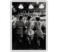 Affiche murale vintage noir et blanc tendance pour décoration de chambre de fille, impression sur toile, motif trois amies, pour bar, chariot, appartement, dortoir, 40,6 x 61 cm, Sans cadre
