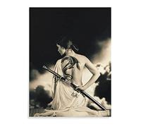 Affiche Murale Vintage Poster d’art de geisha japonais noir et blanc femme samouraï tatouage Murale toile toile d’art mural Imprimerpour décoration murale chambre décoration murale 30x40cm Sans cadre