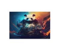 Affiche musicale colorée représentant un panda, œuvre d'art sur toile, décoration murale moderne pour la maison, fête d'anniversaire, 30 x 45 cm