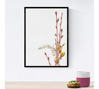 Affiche nacique de Branches avec Style de pétrole. Branches d'impression 8, avec des Dessins Peints de Branches, de Feuilles et de Fleurs. Taille A4 avec Cadre