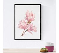 Affiche nacique de Fleurs et de Plantes. Fiche de Style élégante, avec des Images de végétation, Florale et Plantes. Taille A4 avec Cadre