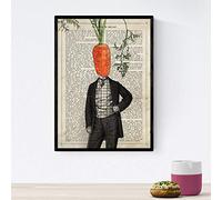 Affiche nacique des légumes Humains. M. Carrot Imprimer. Photos d'humains avec des têtes de légumes. Taille A4 avec Cadre