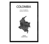 Affiche Nacnique de la Colombie. Lames de Pays et de Continents du Monde. Taille A4 avec Cadre