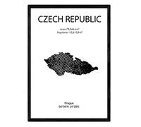 Affiche Nacnique de la République tchèque. Lames de pays et de continents du monde. Taille A4 avec cadre