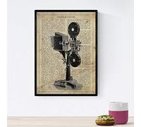 Affiche Nacnique du projecteur de film. Feuilles vintage avec définitions. Design d'intérieur. Taille A4 avec cadre