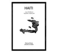 Affiche Nacnique Haïti. Lames de pays et de continents du monde. Taille A4 avec cadre