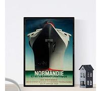 Affiche Nacnique Vintage. Affiche Vintage de la France et de l'Italie. Voyage par Normandie. Taille A3 avec Cadre