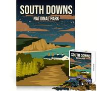 Affiche Nature du Parc National des South Downs en Angleterre, Puzzle de 1000 pièces pour Adultes, activité de Loisirs et de réflexion logique, Cadeau d'anniversaire soigné (38x26cm)