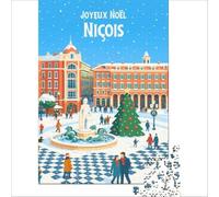 Affiche Noël Nice Hiver Neige Puzzle 1000 pièces | Course de vitesse manuelle un excellent exercice cérébral idéal comme cadeau pour toute la famille 38x52cm