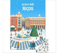 Affiche Noël Nice Hiver Neige Puzzle 1000 pièces | Les jeux d'analyse et de logique stimulants sont des cadeaux parfaits pour toute la famille 50x75cm