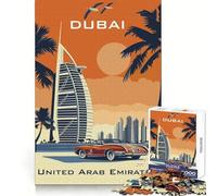 Affiche Originale du Burj Al Arab à Dubaï, Puzzle de 1000 pièces pour Adolescents, Puzzle de mémoire, Puzzle Relaxant et Lumineux, Cadeau Exquis (38x52cm)