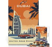 Affiche Originale du Burj Al Arab à Dubaï, Puzzle de 1000 pièces pour Adultes, défi Mental, Jeu de réflexion, évasion apaisante, pièce de Collection de qualité (50x75cm)