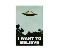 Affiche OVNI Alien Je Veux Croire - Peinture Décorative sur Toile - Affiches Murales et Images d'Art Modernes pour Décor de Chambre à Coucher - 40 x 60 cm