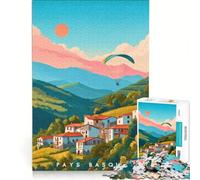Affiche Pays Basque Puzzles 1000 pièces | 38x26cm Jouets de décoration difficiles à trouver pour un anniversaire ou Noël