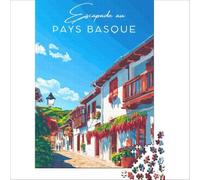 Affiche Pays Basque Puzzles 1000 pièces | puzzle pour la saint valentin une activité romantique pour les couples une soirée douillette à la maison le soir38x26cm