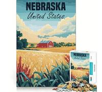 Affiche Paysage agricole du Nebraska, Puzzle de 1000 pièces pour Adolescents, Jeu intellectuel, Moment de Partage, découpe de qualité, Cadeau mémorable (50x75cm)